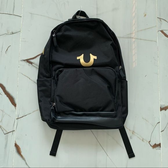 True Religion Bags True Religion Mens Backpack Black And Gold Style